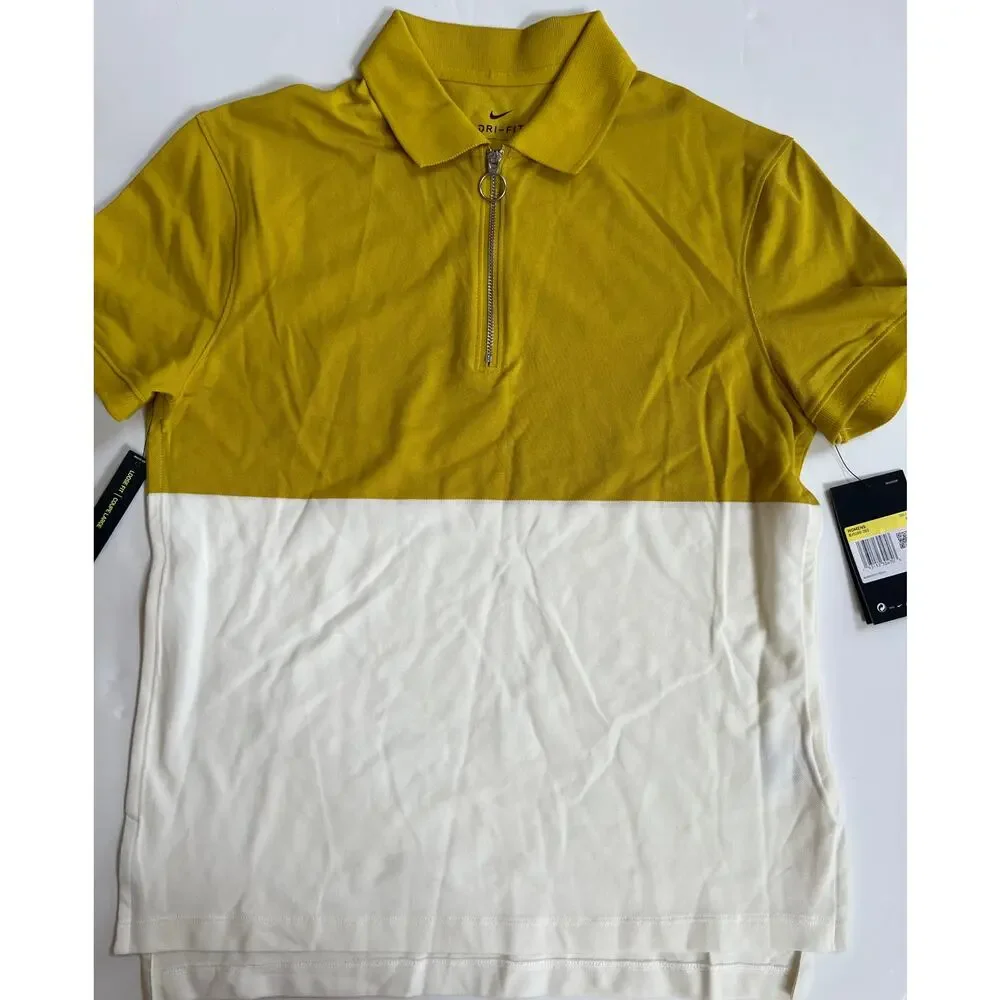 Nike Dri-Fit Yellow Women’s Golf Polo Shirt White Multi BV0186-393 Size S